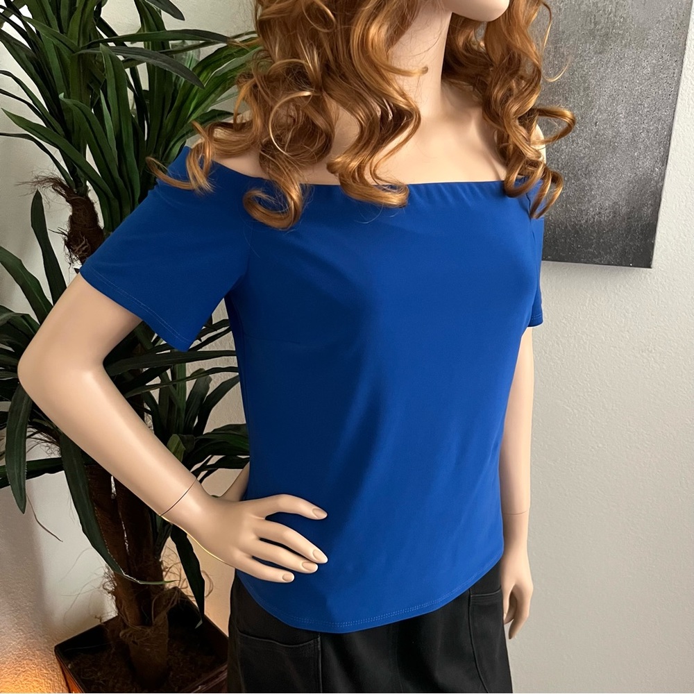Frank Lyman Design Royal Blue Off the Shoulder Party/Cocktail Top